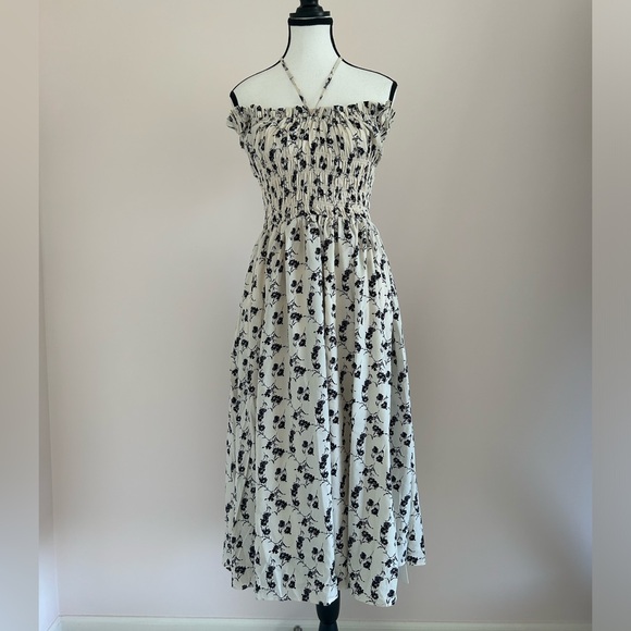 Floral Smocked Midi Dress with Ruffle Straps - Picture 9 of 12